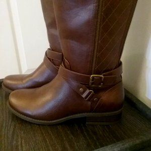 NEW Diamond Stitch Cognac Riding Boots